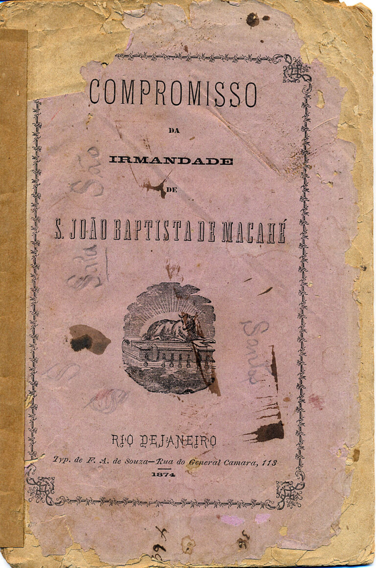 Capa do documento de 1874 que fundou a irmandade Sao Joao Batista e a casa de caridade de Macae 768x1160