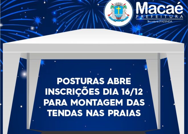 Réveillon: Posturas abre inscrições dia 16 para montagem das tendas nas praias